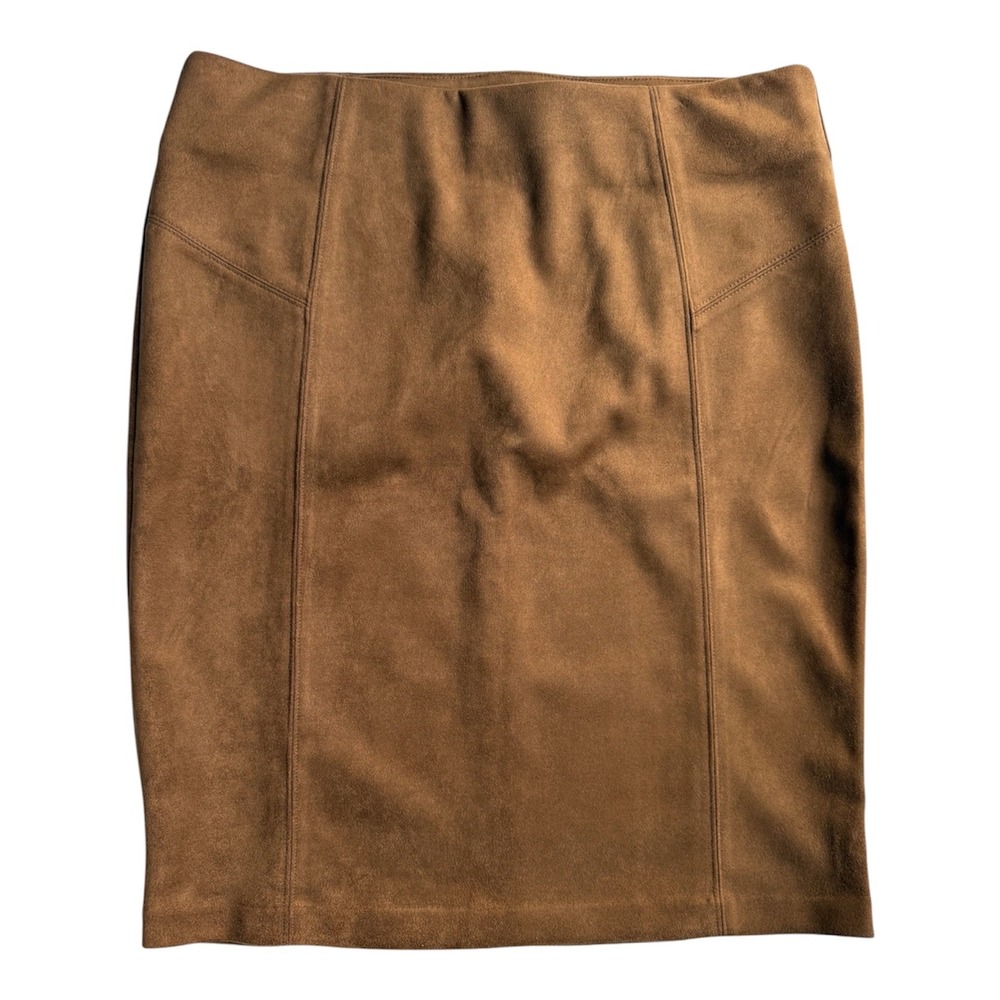 Marc New York Andrew Marc Brown Faux Suede Pencil Skirt L Paneled Knee Length